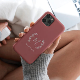 Funda Para iPhone 14 Pro Max De Case-Mate Monograma de nombre en letra script Laurel rústica