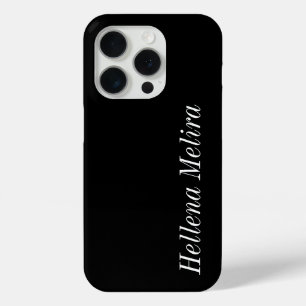 Funda Para iPhone 15 Pro Monograma de nombre en negro y blanco moderno