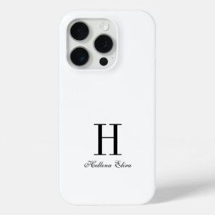Funda Para iPhone 15 Pro Monograma de nombre en negro y blanco moderno