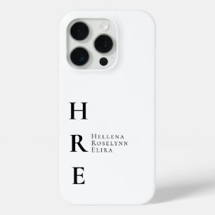 Funda Para iPhone 15 Pro Monograma de nombre en negro y blanco moderno