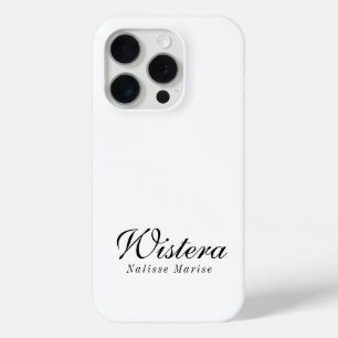 Funda Para iPhone 15 Pro Monograma de nombre en negro y blanco moderno