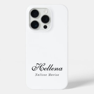 Funda Para iPhone 15 Pro Monograma de nombre en negro y blanco moderno