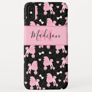 Funda Para iPhone XS Max Monograma de nombre negro de patrón de arcos rosa