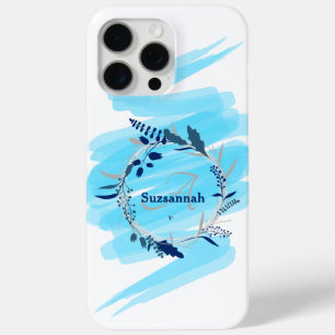 Funda Para iPhone 15 Pro Max Monograma de nombre personalizado Acuarela Corona