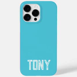 Funda Para iPhone 14 Pro Max De Case-Mate Monograma de nombre personalizado azul cielo brill