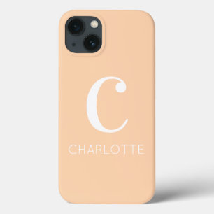 Funda Para iPhone 13 Monograma de nombre personalizado de color beige m