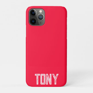 Funda Para iPhone 11 Pro Monograma de nombre personalizado de color rojo ne