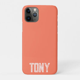 Funda Para iPhone 11 Pro Monograma de nombre personalizado de coral sólido