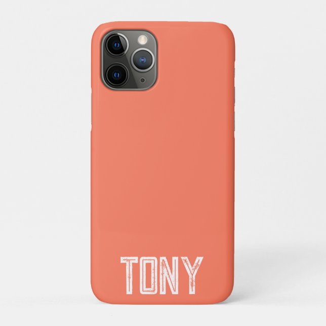 Funda De Case-Mate Para iPhone Monograma de nombre personalizado de coral sólido (Reverso)