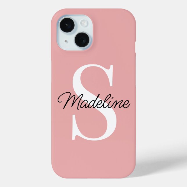 Funda De Case-Mate Para iPhone Monograma de nombre personalizado en Bonito Pastel (Reverso )