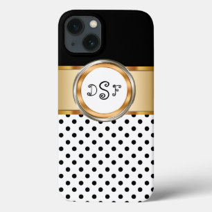 Funda Para iPhone 13 Monograma de oro clásico
