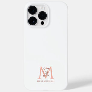 Funda Para iPhone 14 Pro Max De Case-Mate Monograma de oro de la rosa blanca minimalista