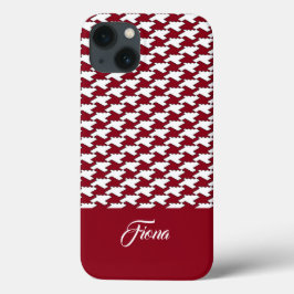 Funda Para iPhone 13 Monograma de patrón de gallo rojo y blanco