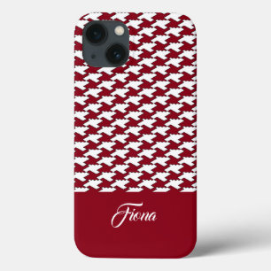 Funda Para iPhone 13 Monograma de patrón de gallo rojo y blanco