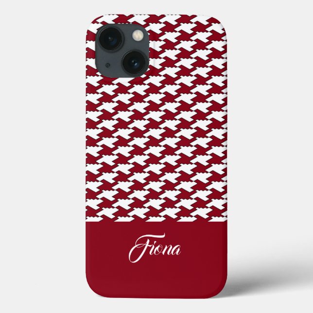 Funda De Case-Mate Para iPhone Monograma de patrón de gallo rojo y blanco (Reverso)
