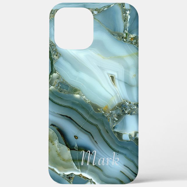 Funda De Case-Mate Para iPhone Monograma de patrón de mármol genial (Reverso )
