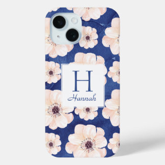 title_seo2 Monograma de patrón floral de durazno azul de boni
