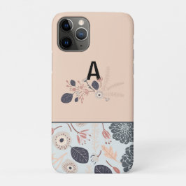 Funda Para iPhone 11 Pro Monograma de patrón floral elegante inicial