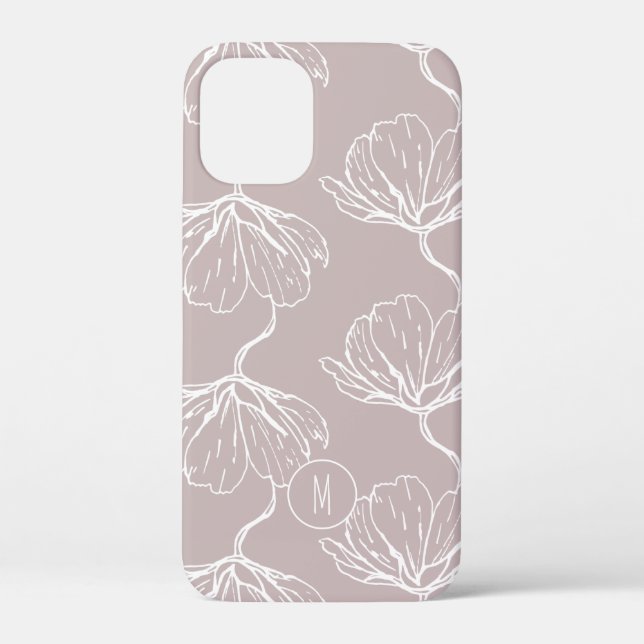 Funda De Case-Mate Para iPhone Monograma de patrón floral estiloso (Reverso )