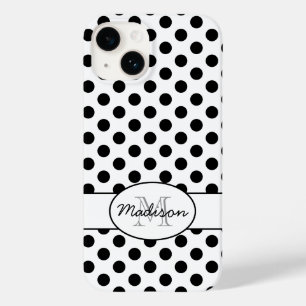 Funda Para iPhone 14 De Case-Mate Monograma de patrón retro con lunares blancos y ne