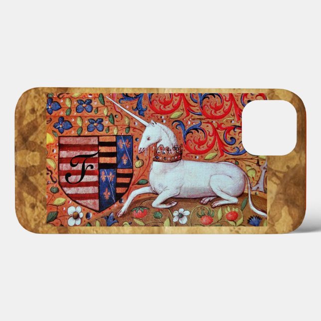 Funda De Case-Mate Para iPhone Monograma de pergamino marrón UNICORN (Reverso (Horizontal))
