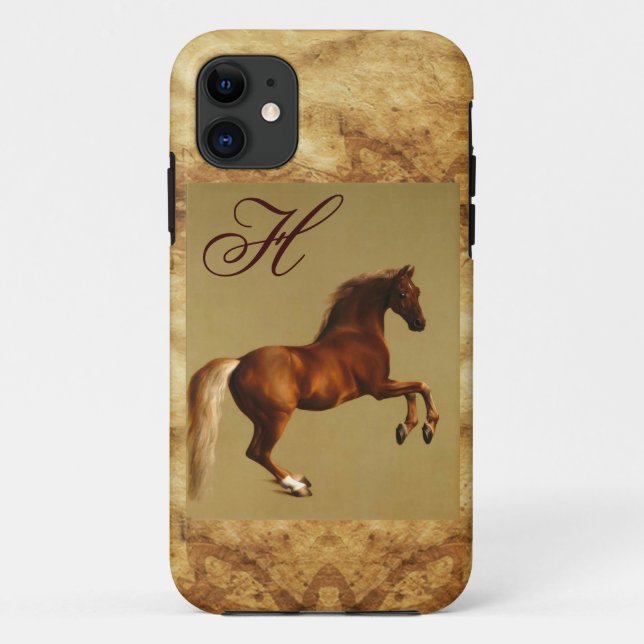 Funda De Case-Mate Para iPhone Monograma de pergamino RED HORSE (Reverso)