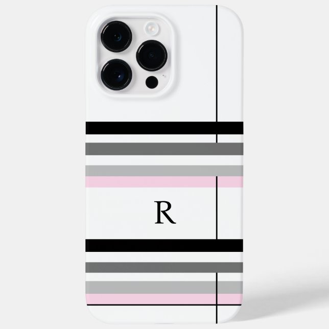 Funda De Case-Mate Para iPhone Monograma de Personalizado blanco gris rosado simp (Reverso)