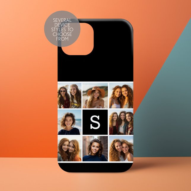 Funda De Case-Mate Para iPhone Monograma de Personalizado de Collage de fotos bla (Personalize a Phone Case with your photos and monogram)