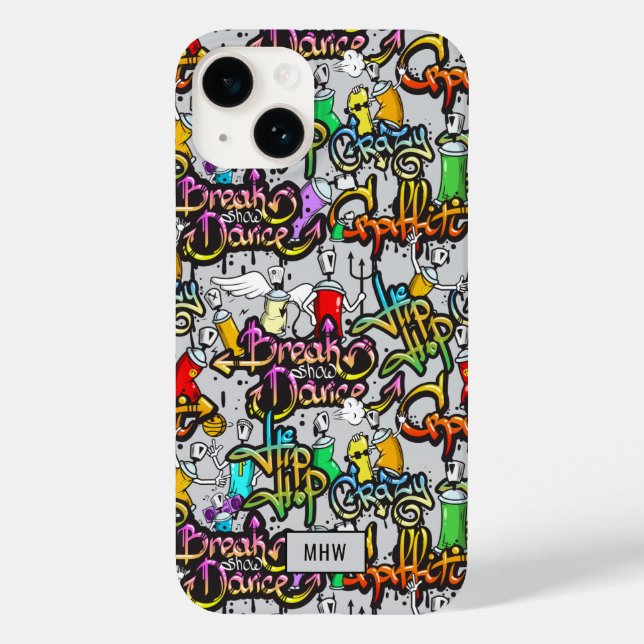 Funda De Case-Mate Para iPhone Monograma de personalizado de Graffiti de hip hop (Reverso )