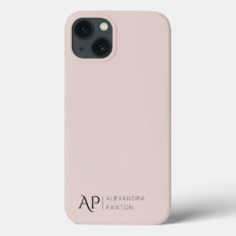 Funda Para iPhone 13 Monograma de Personalizado rosado de Rubor minimal