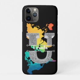 Funda Para iPhone 11 Pro Monograma de plata inicial de U personalizado Su n