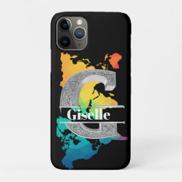 Funda Para iPhone 11 Pro Monograma de plata inicial G personalizado Su nomb