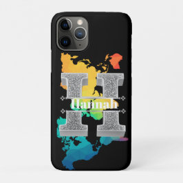 Funda Para iPhone 11 Pro Monograma de plata inicial H personalizado Su nomb