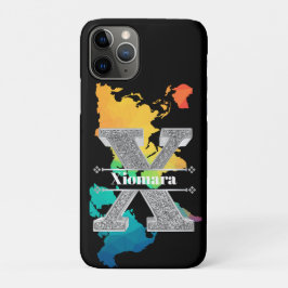 Funda Para iPhone 11 Pro Monograma de plata inicial X personalizado Su nomb