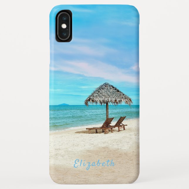 Funda De Case-Mate Para iPhone Monograma de playa tropical (Reverso)