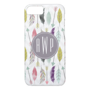 Funda Para iPhone 8/7 Monograma de plumas y flechas