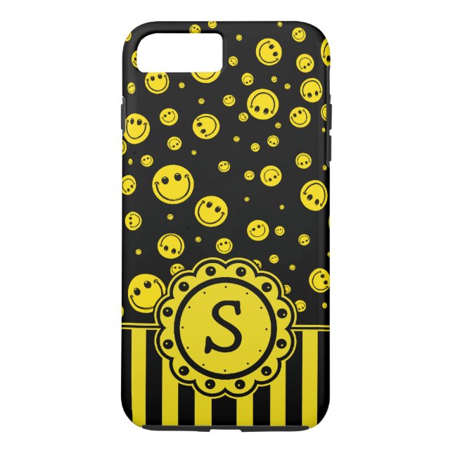Funda De Case-Mate Para iPhone Monograma de PolkaDot (Reverso)