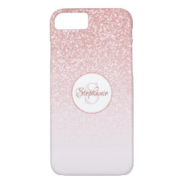 Funda Para iPhone 8/7 Monograma de Purpurina de oro Rosa de Rubor