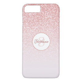 Funda Para iPhone 8 Plus/7 Plus Monograma de Purpurina de oro Rosa de Rubor