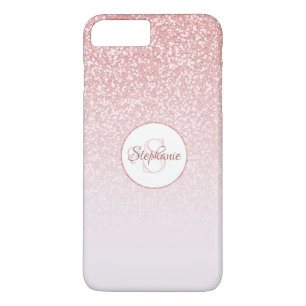 Funda Para iPhone 8 Plus/7 Plus Monograma de Purpurina de oro Rosa de Rubor