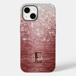 Funda Para iPhone 14 De Case-Mate Monograma de Purpurina plateado Metalizado cepilla