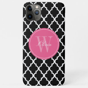 title_seo2 Monograma de quatrefoil negro y fuchsia