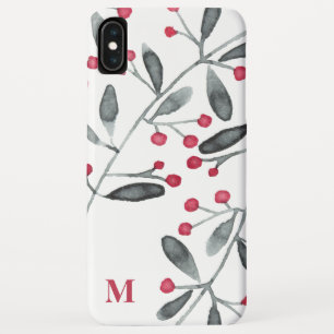 Funda Para iPhone XS Max Monograma de ramas de color rojo y verde