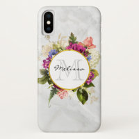 Monograma de ramo floral acuarela rosa moderno