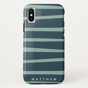 Funda Para iPhone X monograma de rayas de onda moderna en tonos pastel
