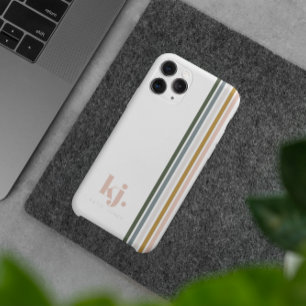 Funda Para iPhone 13 Pro Max Monograma de rayas retro chic