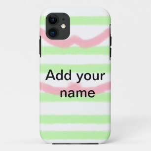 Funda Para iPhone 11 monograma de rayas sencillas de acuarela agregar n