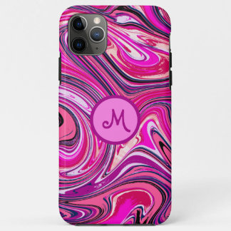 Funda Para iPhone 11 Pro Max Monograma de remolino de mármol chic