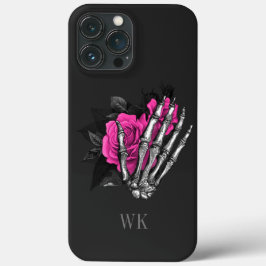 Funda Para iPhone 13 Pro Max Monograma de rosa esquelética gótica vintage