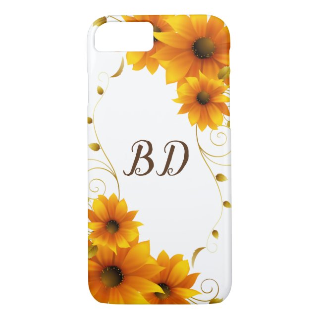 Funda De Case-Mate Para iPhone Monograma de SunFlowers (Reverso)